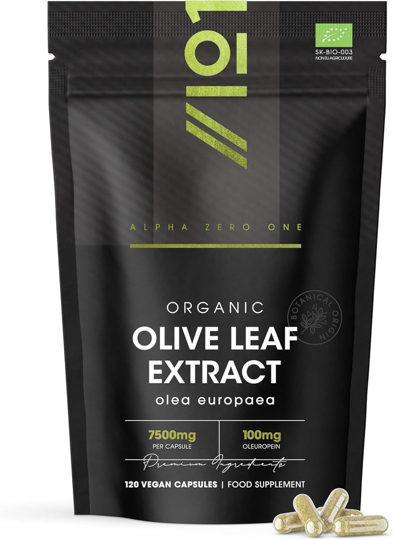 ALPHA01 Organic Olive Leaf Extract Capsules 7500mg 20 Oleuropein 120 Vegan Capsules Resealable and Recyclable Pouch by Alpha01 - Image 1