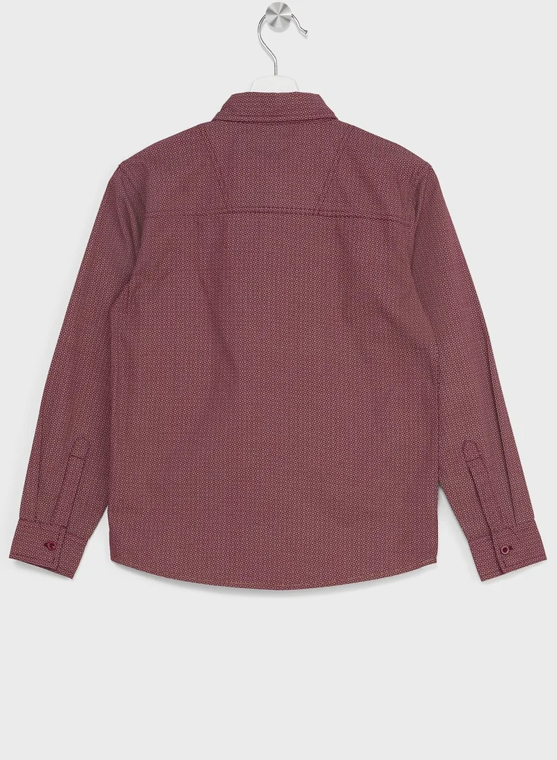 Pinata Boys Granded Collar Printed Shirt And Pant Set