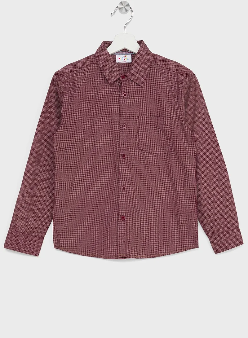Pinata Boys Granded Collar Printed Shirt And Pant Set