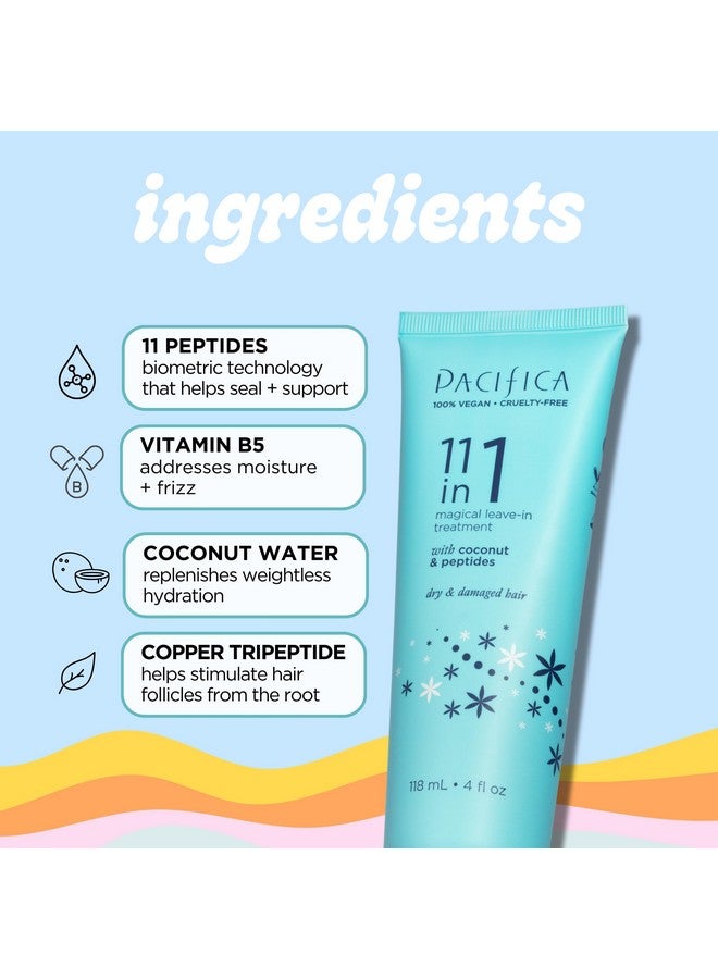 باسيفيكا بلسم باسيفيكا ليف إن - 11 في 1 علاج سحري للشعر - يقوي ويصلح الشعر التالف - ترطيب عميق للشعر الجاف يضيف لمعانًا ومضادًا للتجعد للعناية بالشعر المستقيم والمموج والمجعد، نباتي - Image 2