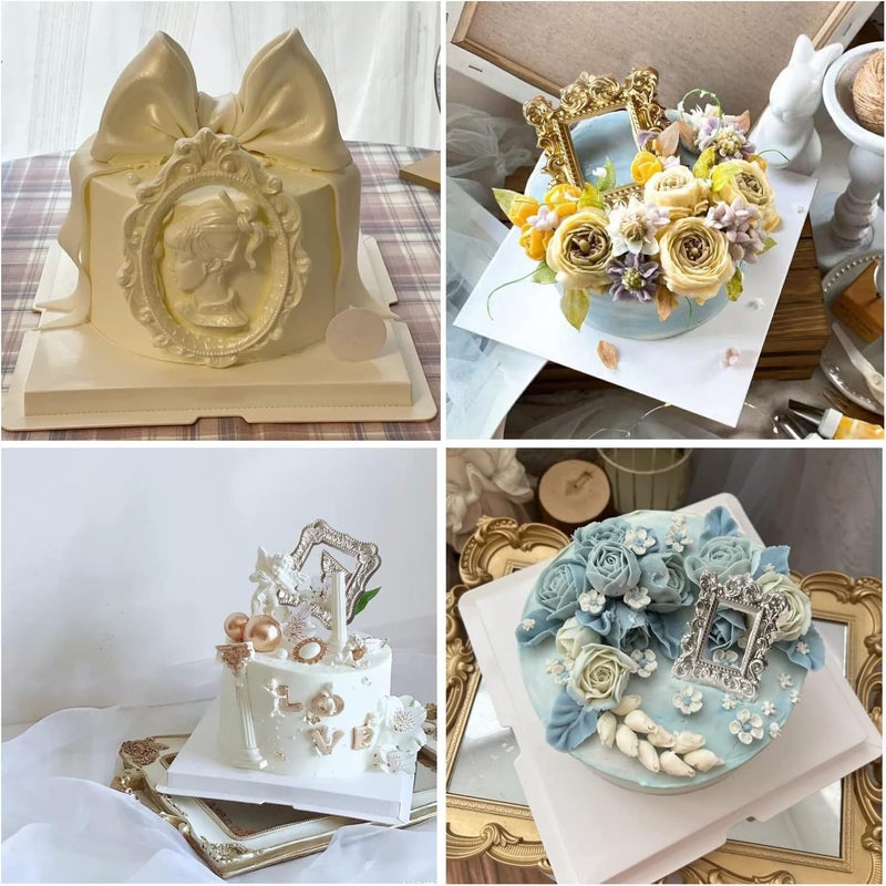Mujiang Photo Frame Fondant Molds Picture Frames Silicone Mold Vintage Frame Molds For Cake Decorating Cupcake Topper Chocolate Candy Polymer Clay Set Of 4 - Image 5