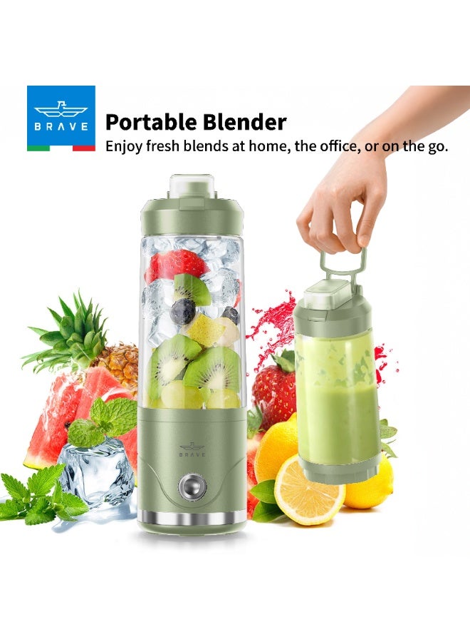 بريف خلاط بليندو المحمول بسعة ٦٥٠ مل بسرعة ٢٠٬٠٠٠ دورة في الدقيقة مع ٦ شفرات قوية لتكسير الثلج، بطارية قابلة لإعادة الشحن ٤٠٠٠ مللي أمبير عبر USB-C، خلاط شخصي لاسلكي مع غطاء مانع للتسرب، مصنوع من مواد خالية من BPA، مناسب لتحضير السموذي، المخفوقات، مشروبات البروتين، طعام الأطفال والعصائر الطازجة، تصميم خفيف ومثالي للسفر والنادي الرياضي – أخضر - Image 2