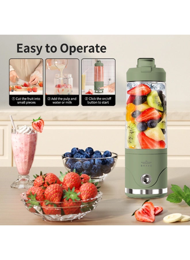 بريف خلاط بليندو المحمول بسعة ٦٥٠ مل بسرعة ٢٠٬٠٠٠ دورة في الدقيقة مع ٦ شفرات قوية لتكسير الثلج، بطارية قابلة لإعادة الشحن ٤٠٠٠ مللي أمبير عبر USB-C، خلاط شخصي لاسلكي مع غطاء مانع للتسرب، مصنوع من مواد خالية من BPA، مناسب لتحضير السموذي، المخفوقات، مشروبات البروتين، طعام الأطفال والعصائر الطازجة، تصميم خفيف ومثالي للسفر والنادي الرياضي – أخضر - Image 4