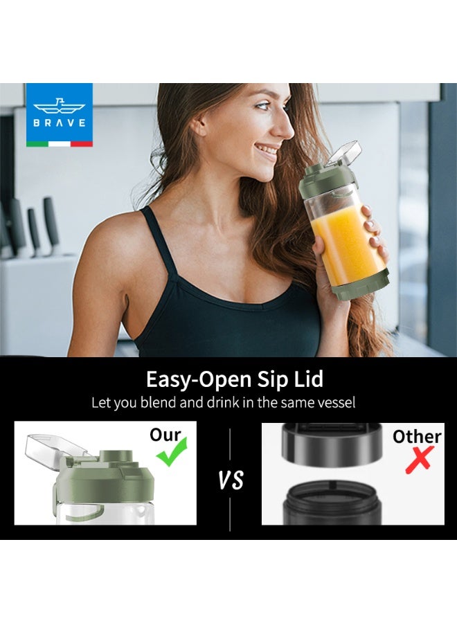 بريف خلاط بليندو المحمول بسعة ٦٥٠ مل بسرعة ٢٠٬٠٠٠ دورة في الدقيقة مع ٦ شفرات قوية لتكسير الثلج، بطارية قابلة لإعادة الشحن ٤٠٠٠ مللي أمبير عبر USB-C، خلاط شخصي لاسلكي مع غطاء مانع للتسرب، مصنوع من مواد خالية من BPA، مناسب لتحضير السموذي، المخفوقات، مشروبات البروتين، طعام الأطفال والعصائر الطازجة، تصميم خفيف ومثالي للسفر والنادي الرياضي – أخضر - Image 5