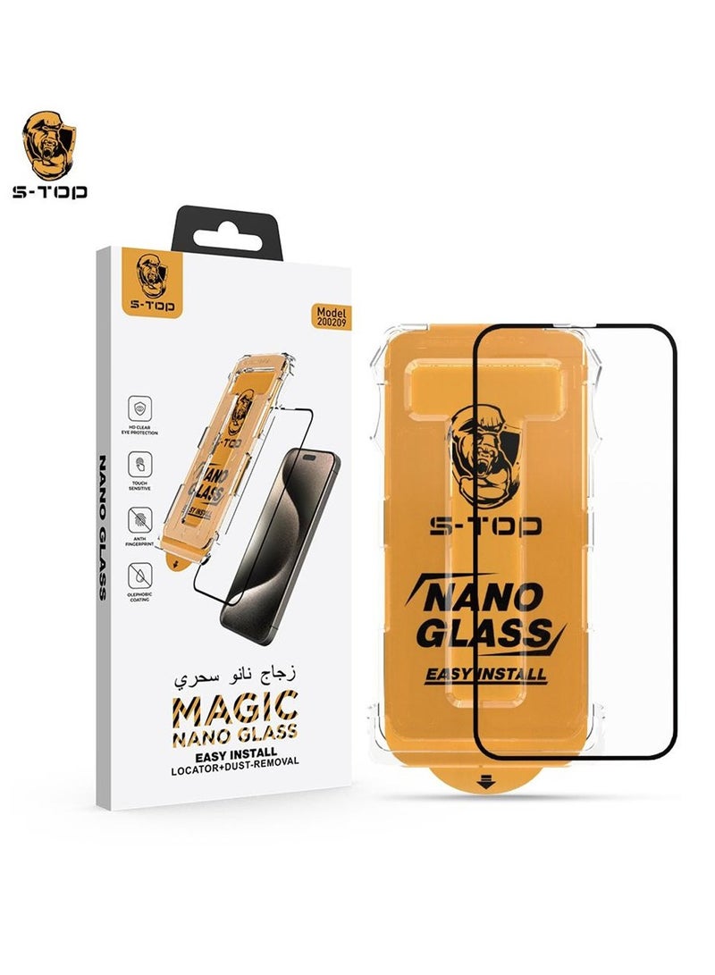 S-TOP Apple iPhone 15 Pro Max High Quality, Self- adhesive Nano Glass Screen Protector EZ Fit Frame - Image 1