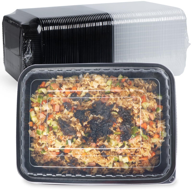FRESHPAK Meal Prep Containers Reusable 40 Pack 47oz - Shrink Wrap Leakproof | BPA Free Freezer & Microwave Safe Meal Prep | Portion Control Leftovers Food Container with Lid | Catering Takeout Boxes - Image 1