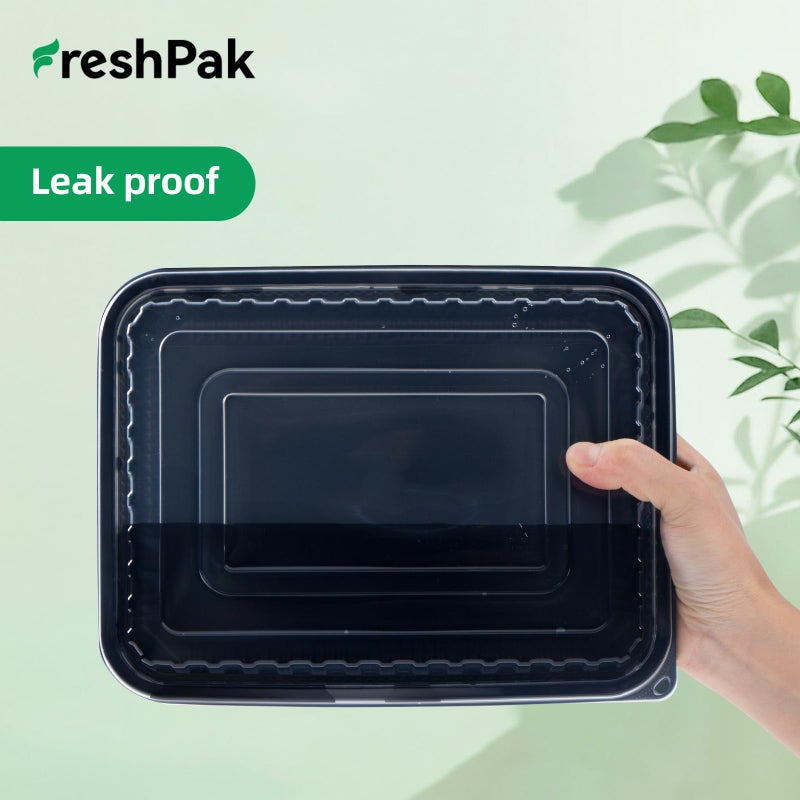 FRESHPAK Meal Prep Containers Reusable 40 Pack 47oz - Shrink Wrap Leakproof | BPA Free Freezer & Microwave Safe Meal Prep | Portion Control Leftovers Food Container with Lid | Catering Takeout Boxes - Image 4