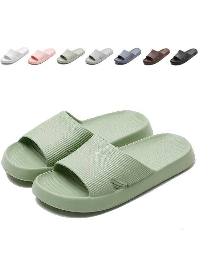 Anmerl Shower Shoes for Men and Women, Soft Lightweight Quick-Drying & Non-Slip House Slippers Slides for Bathroom, Pool, Beach, Indoor & Outdoor, Green, 9-10 Women/8-9 Men - Image 1