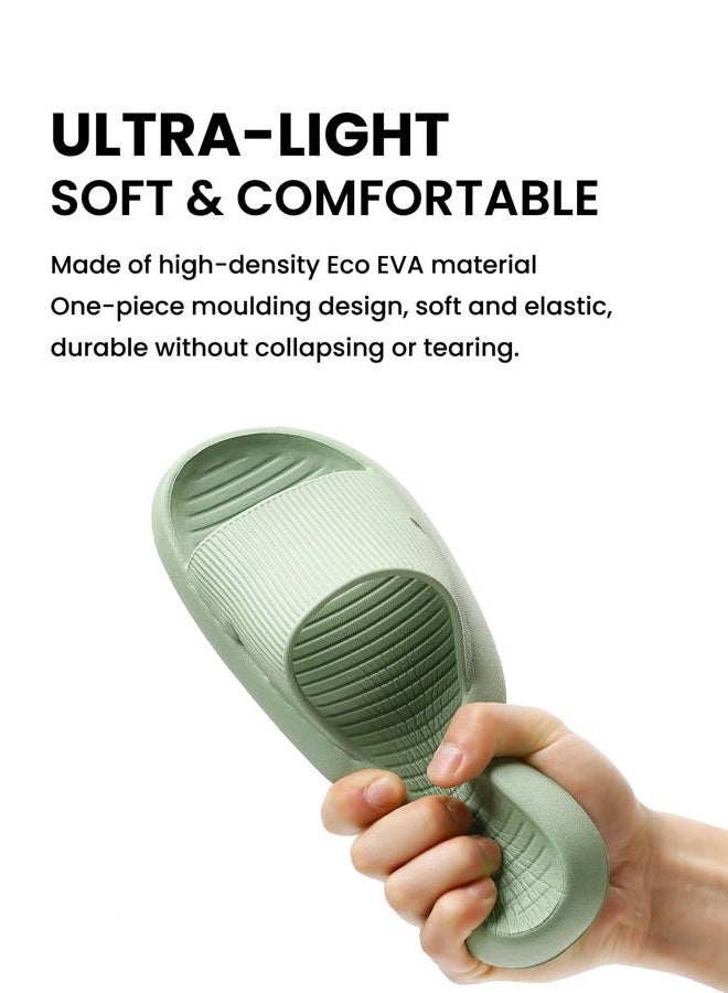 Anmerl Shower Shoes for Men and Women, Soft Lightweight Quick-Drying & Non-Slip House Slippers Slides for Bathroom, Pool, Beach, Indoor & Outdoor, Green, 9-10 Women/8-9 Men - Image 3