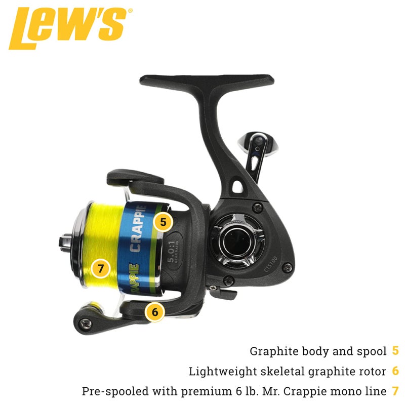 Lew'S Crappie Thunder Spinning Fishing Reel  2 Bearing System  Size 100 Reel  5.1:1 Gear Ratio  Right Or Left-Hand Retrieve  Crappie Thunder Green - Image 3