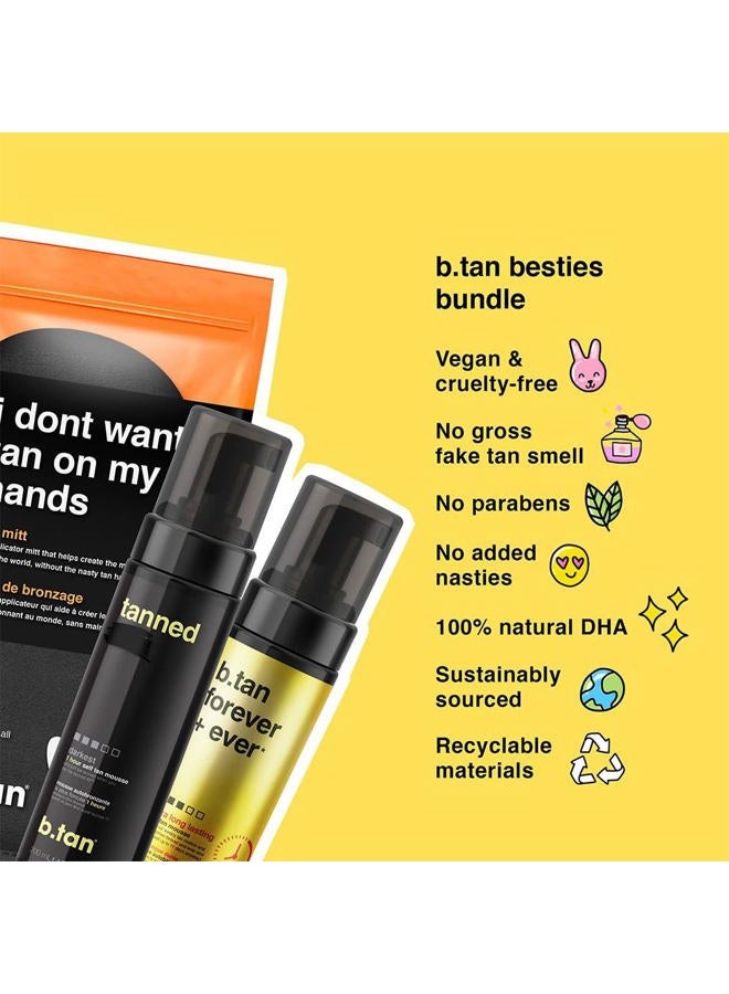 b tan مجموعة ب.تان للتسمير الذاتي الداكن وطويل الأمد | حزمة الأصدقاء - موس داكن مع قفاز التطبيق، 1 ساعة من التسمير بدون شمس، تسمير سريع، بدون رائحة مزيفة، نباتي وخالي من القسوة - Image 3