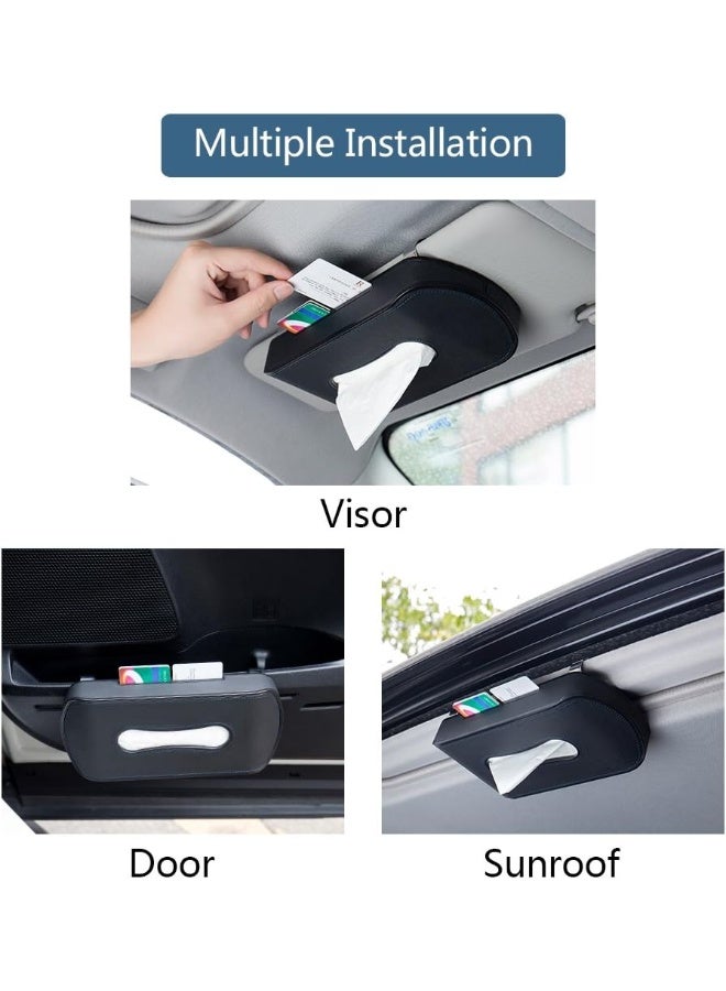 Mr.Ho Black Leather Car Visor Tissue Holder Mount - Image 2