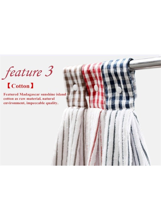 Vimeet 2 Pcs Kitchen Cotton Classical Striped Towel/Absorbent Towel/Hanging Towel/Hand Towel,Red Stripes - Image 4