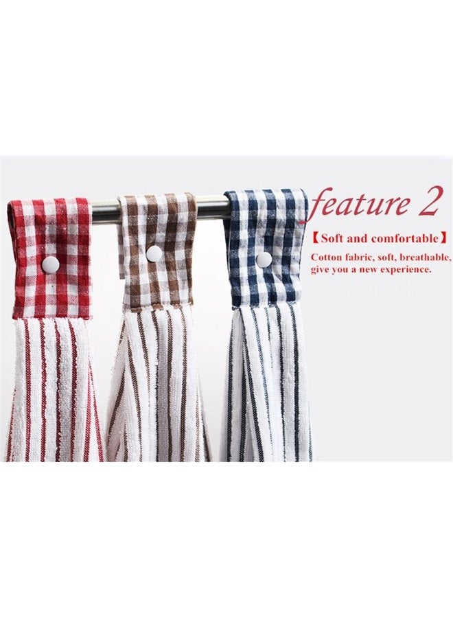 Vimeet 2 Pcs Kitchen Cotton Classical Striped Towel/Absorbent Towel/Hanging Towel/Hand Towel,Red Stripes - Image 3