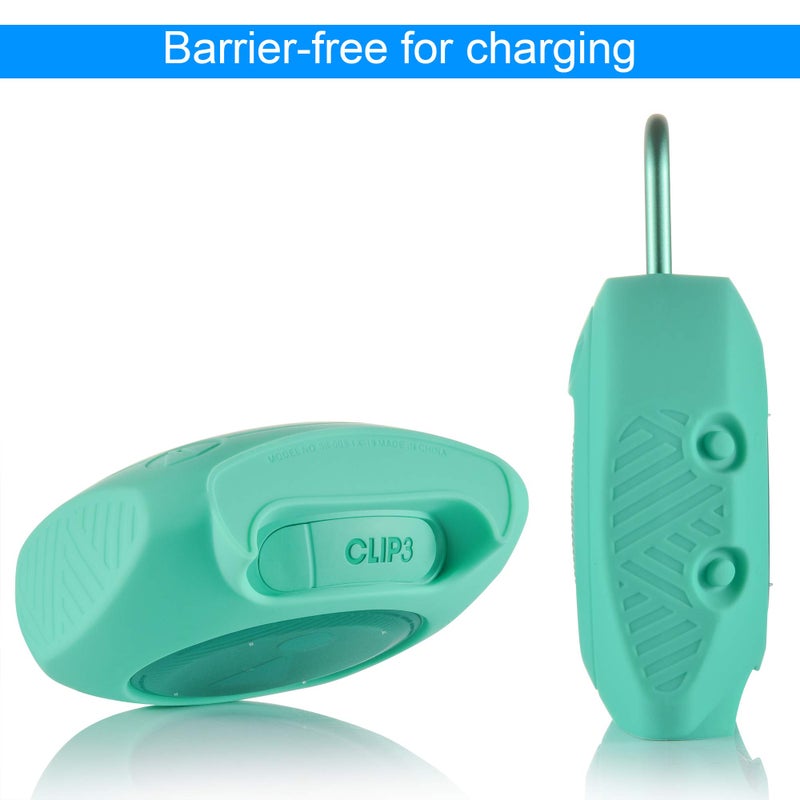 TXEsign Protective Silicone Stand Up Case for JBL Clip 3 Waterproof Portable Speaker (Teal) - Image 5