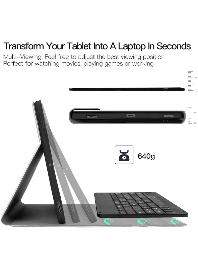 MUNTAQI حافظة لوحة مفاتيح لجهاز سامسونج جالاكسي تاب S8+ S7 FE S7+ 12.4" - حافظة مع لوحة مفاتيح لاسلكية قابلة للفصل لتغطية التابلت لجهاز جالاكسي تاب S8+ SM-X800/X806 2022 S7 FE SM-T730/T733/T736/T738 - Image 2