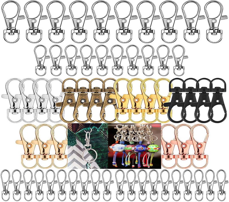 DIY Crafts Pack of 30 Pcs, Silver Colour, Key Chain Clip Hooks, Swivel Clasps Lanyard Snap Hook, Keychain Hooks (Pack of 30 Pcs, Silver Colour) - Image 1