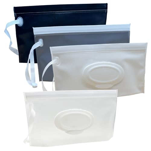 VOONGOR Baby Wet Wipes Pouches, 4 Pcs Baby Wet Wipes Dispensers, Travel Wet Wipes Bags Cases, Reusable Refillable Portable Wipe Carrying Pouches for Baby Adult Teenager - Image 1