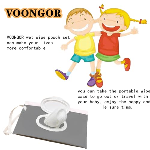 VOONGOR Baby Wet Wipes Pouches, 4 Pcs Baby Wet Wipes Dispensers, Travel Wet Wipes Bags Cases, Reusable Refillable Portable Wipe Carrying Pouches for Baby Adult Teenager - Image 5