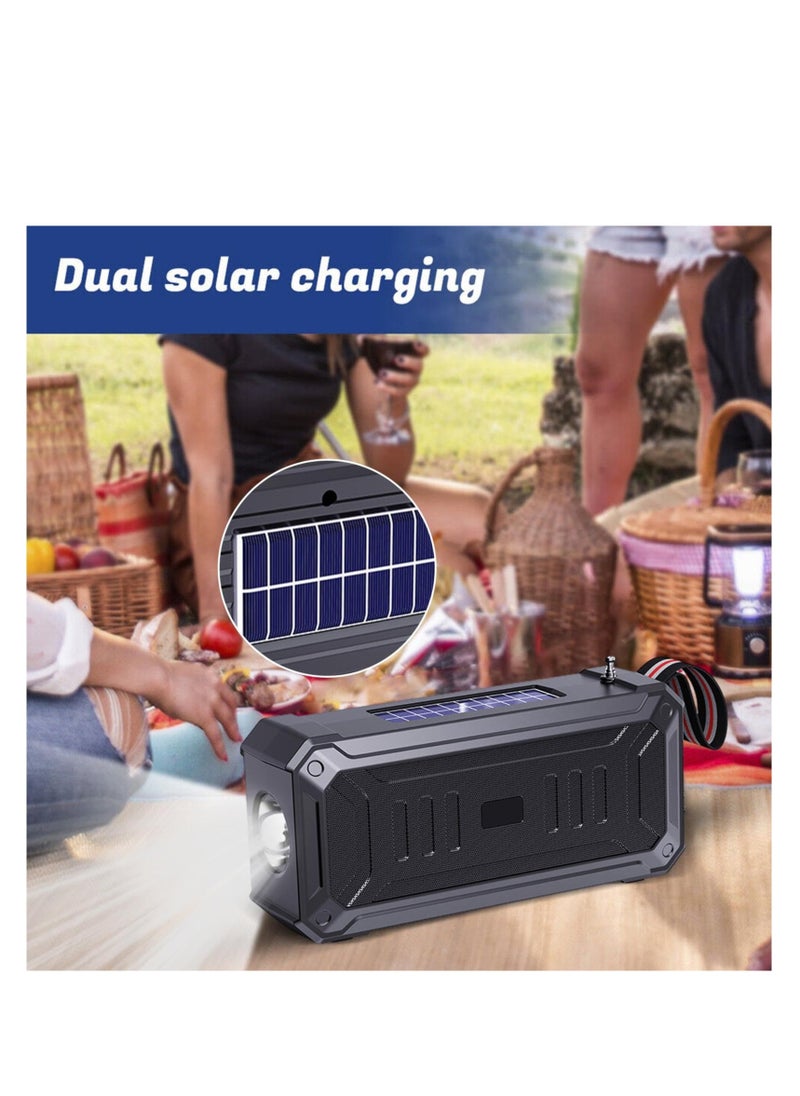 Solar Speaker, Portable Bluetooth Speakers, Waterproof Wireless Outdoor Speaker, Shockproof Portable Speaker, Outdoor Emergency Flashlight, Durable Designed Speaker for Hiking Traveling Cycling  - Image 5
