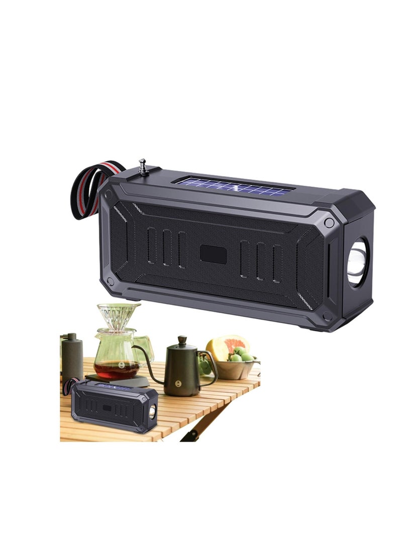 Solar Speaker, Portable Bluetooth Speakers, Waterproof Wireless Outdoor Speaker, Shockproof Portable Speaker, Outdoor Emergency Flashlight, Durable Designed Speaker for Hiking Traveling Cycling  - Image 1