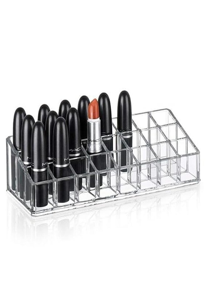 SHOPOWARE 24 Compartment Makeup Lipstick Storage Holder Organizer Case, Pack of 1, Transparent - Image 1