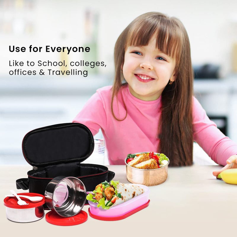 XENWEN Lunch Box Tiffin Box 2 Stainless Steel Leak Proof Containers 1 Plastic Pickle Box Microwave Safe for School Office Picnic Etc - Image 3