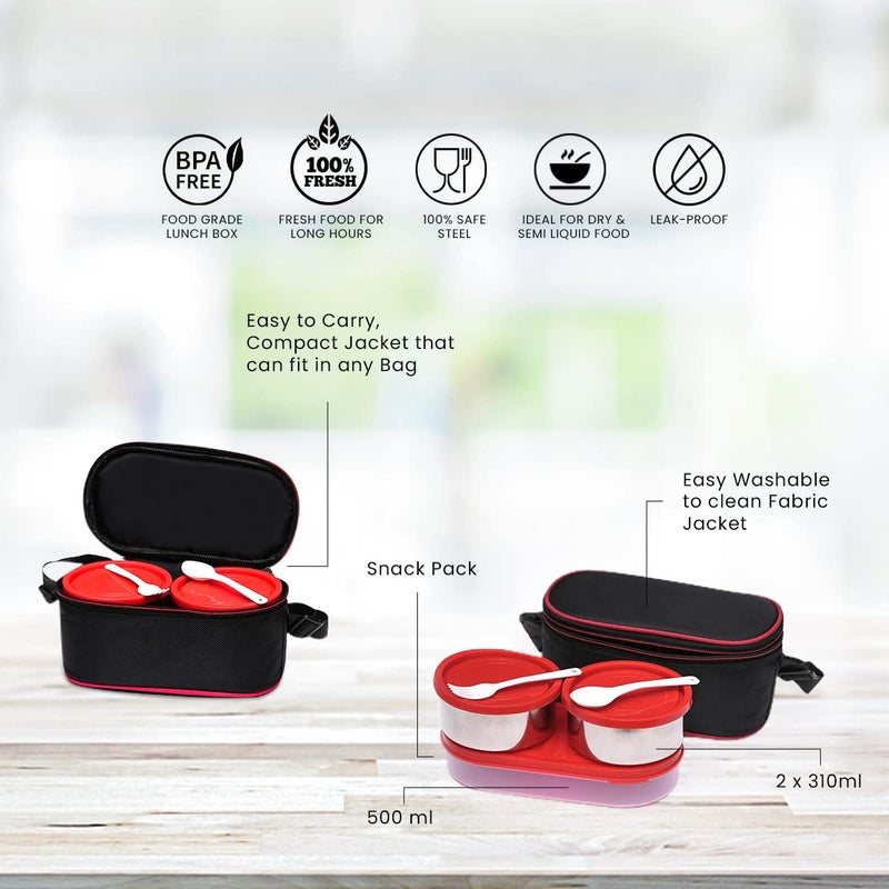 XENWEN Lunch Box Tiffin Box 2 Stainless Steel Leak Proof Containers 1 Plastic Pickle Box Microwave Safe for School Office Picnic Etc - Image 4