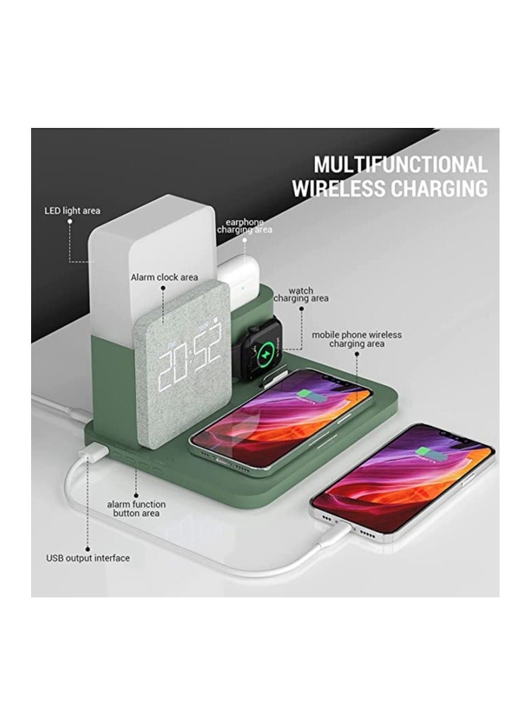 KASTWAVE Wireless Charging Station 3 in 1 Fast 15W Wireless Charger with Alarm Clock and Night Light Charging Dock for iPhone 12/13/14 Pro/13 Mini/13 Pro Max/12 pro Samsung AirPods Creative Business Gift - Image 1