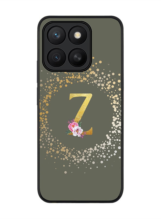 Stylizedd For Honor X8c Case,Slim fit Camera Protection, Shockproof Thin Phone cover  - Custom Monogram Floral - Z  (Olive Green )