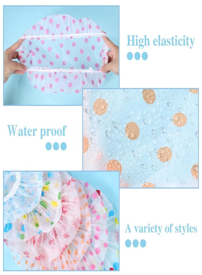 Pengxiaomei 6 Pcs Shower Cap, Hair Cap Reusable Waterproof Shower Caps for Women Men Kids - Image 4