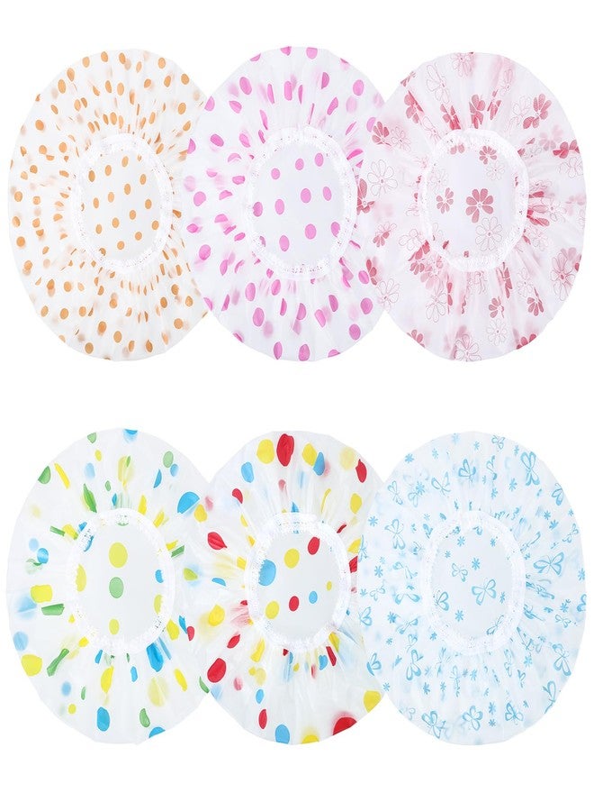 Pengxiaomei 6 Pcs Shower Cap, Hair Cap Reusable Waterproof Shower Caps for Women Men Kids - Image 1