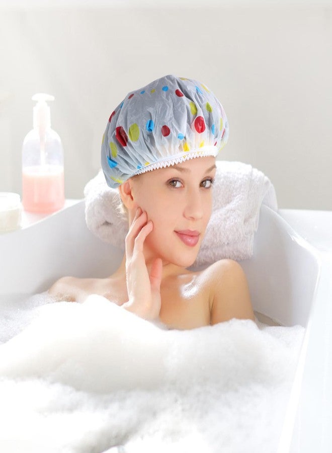 Pengxiaomei 6 Pcs Shower Cap, Hair Cap Reusable Waterproof Shower Caps for Women Men Kids - Image 5