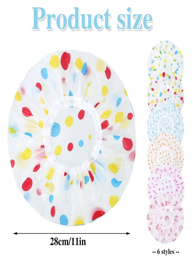 Pengxiaomei 6 Pcs Shower Cap, Hair Cap Reusable Waterproof Shower Caps for Women Men Kids - Image 2