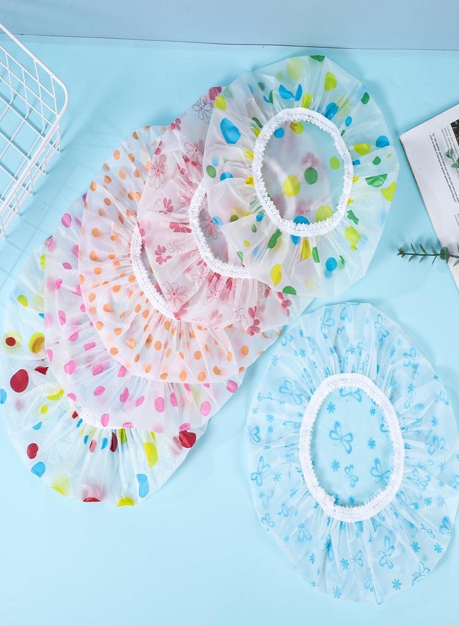 Pengxiaomei 6 Pcs Shower Cap, Hair Cap Reusable Waterproof Shower Caps for Women Men Kids - Image 3