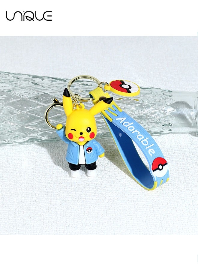 Unique Keychain - Pikachu Keychain - Pokémon Keychain - Stylish and Unique Combo Design - Cartoon Keychain Accessories, Key Rings, Key Wallets, Backpacks, Car Charms - Yellow + Blue - Image 4