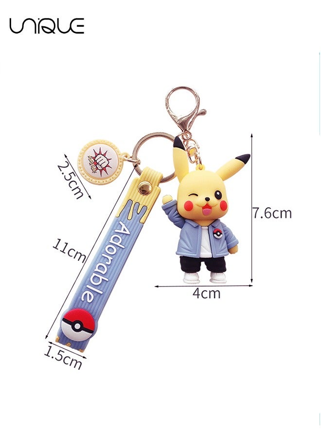 Unique Keychain - Pikachu Keychain - Pokémon Keychain - Stylish and Unique Combo Design - Cartoon Keychain Accessories, Key Rings, Key Wallets, Backpacks, Car Charms - Yellow + Blue - Image 2
