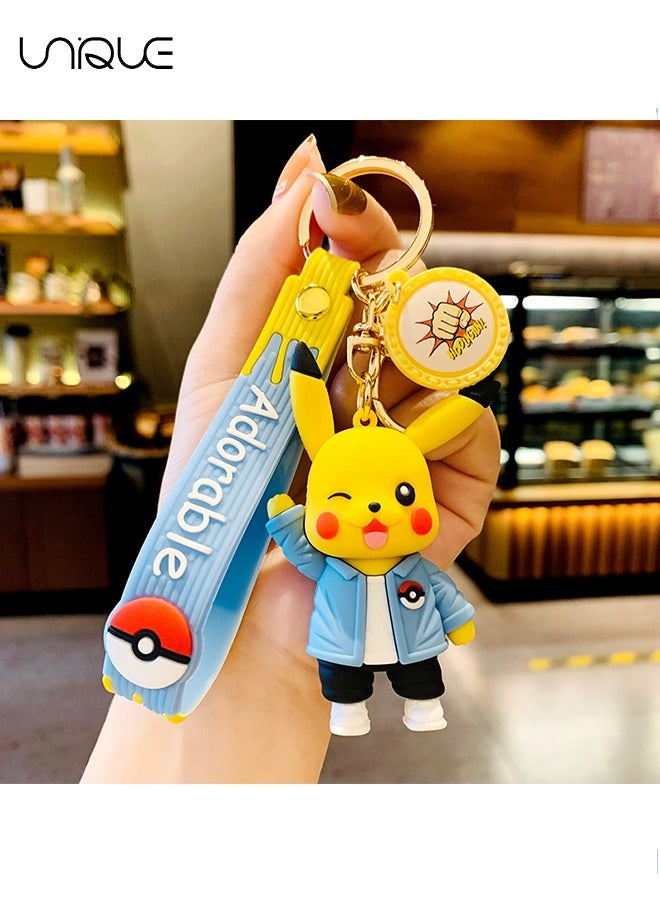 Unique Keychain - Pikachu Keychain - Pokémon Keychain - Stylish and Unique Combo Design - Cartoon Keychain Accessories, Key Rings, Key Wallets, Backpacks, Car Charms - Yellow + Blue - Image 5