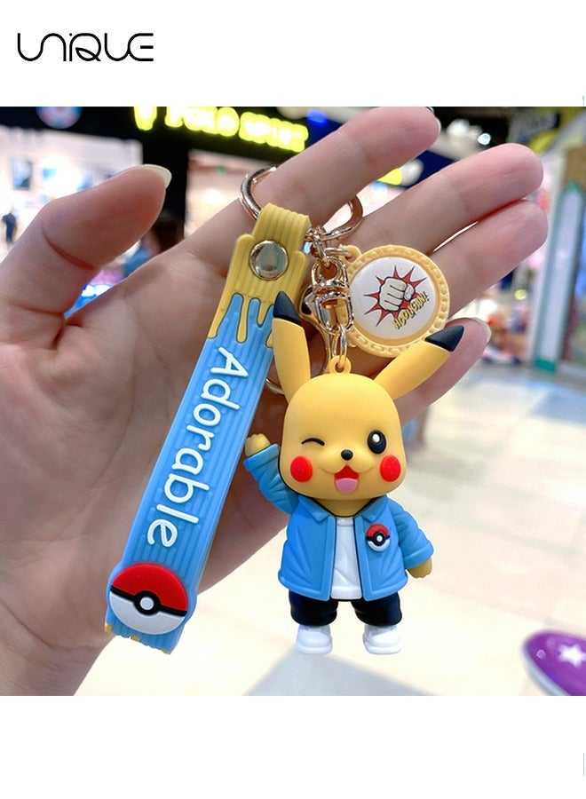 Unique Keychain - Pikachu Keychain - Pokémon Keychain - Stylish and Unique Combo Design - Cartoon Keychain Accessories, Key Rings, Key Wallets, Backpacks, Car Charms - Yellow + Blue - Image 3