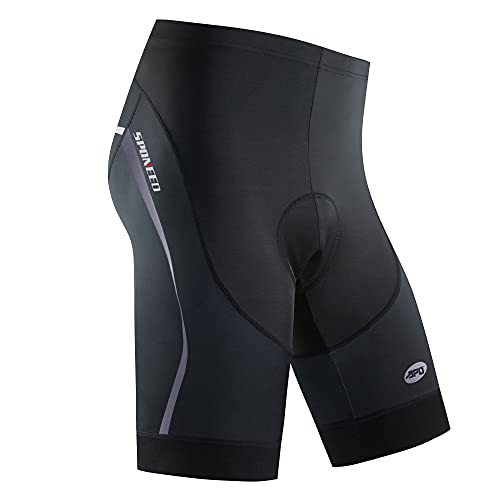 sponeed Men's Padded Cycling Shorts Pockets-Free Bicycle Pants Quick Dry Gear Short Pants for Biking US L Grey - Image 1