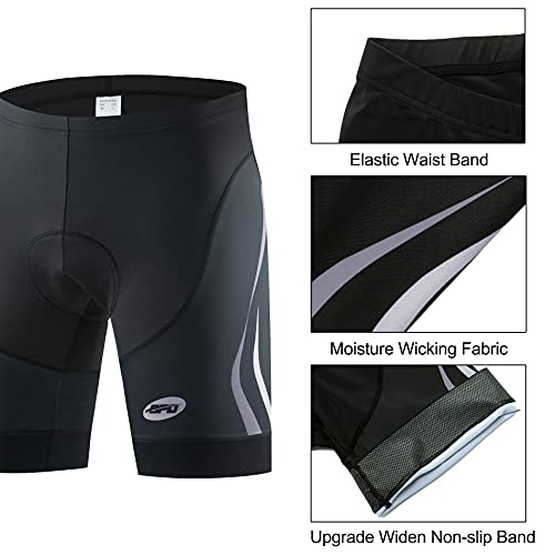 sponeed Men's Padded Cycling Shorts Pockets-Free Bicycle Pants Quick Dry Gear Short Pants for Biking US L Grey - Image 3