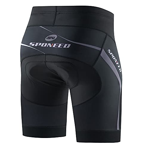 sponeed Men's Padded Cycling Shorts Pockets-Free Bicycle Pants Quick Dry Gear Short Pants for Biking US L Grey - Image 4