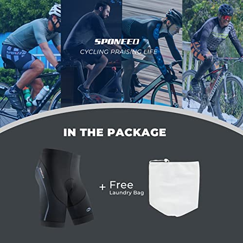 sponeed Men's Padded Cycling Shorts Pockets-Free Bicycle Pants Quick Dry Gear Short Pants for Biking US L Grey - Image 5