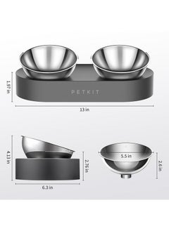 PetKit PETKIT Raised Dog Cat Food Bowl 304 Stainless Steel, Elevated Pet Food and Water Bowl Dishes, Elevated Cat Bowls, Non-Slip Tilted Cat Bowl No Spill  - Image 3