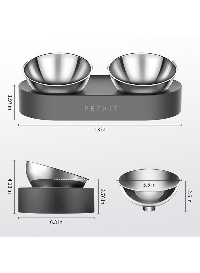 PETKIT Raised Dog Cat Food Bowl 304 Stainless Steel, Elevated Pet Food and Water Bowl Dishes, Elevated Cat Bowls, Non-Slip Tilted Cat Bowl No Spill - Image 3