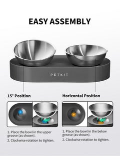 PetKit PETKIT Raised Dog Cat Food Bowl 304 Stainless Steel, Elevated Pet Food and Water Bowl Dishes, Elevated Cat Bowls, Non-Slip Tilted Cat Bowl No Spill  - Image 4