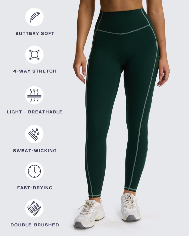Aoxjox Workout Leggings for Women High Waisted Lexi Lined Exercise Athletic Gym Fitness Yoga Pants 26" (Forest Green/Sage Green, Large) - Image 4