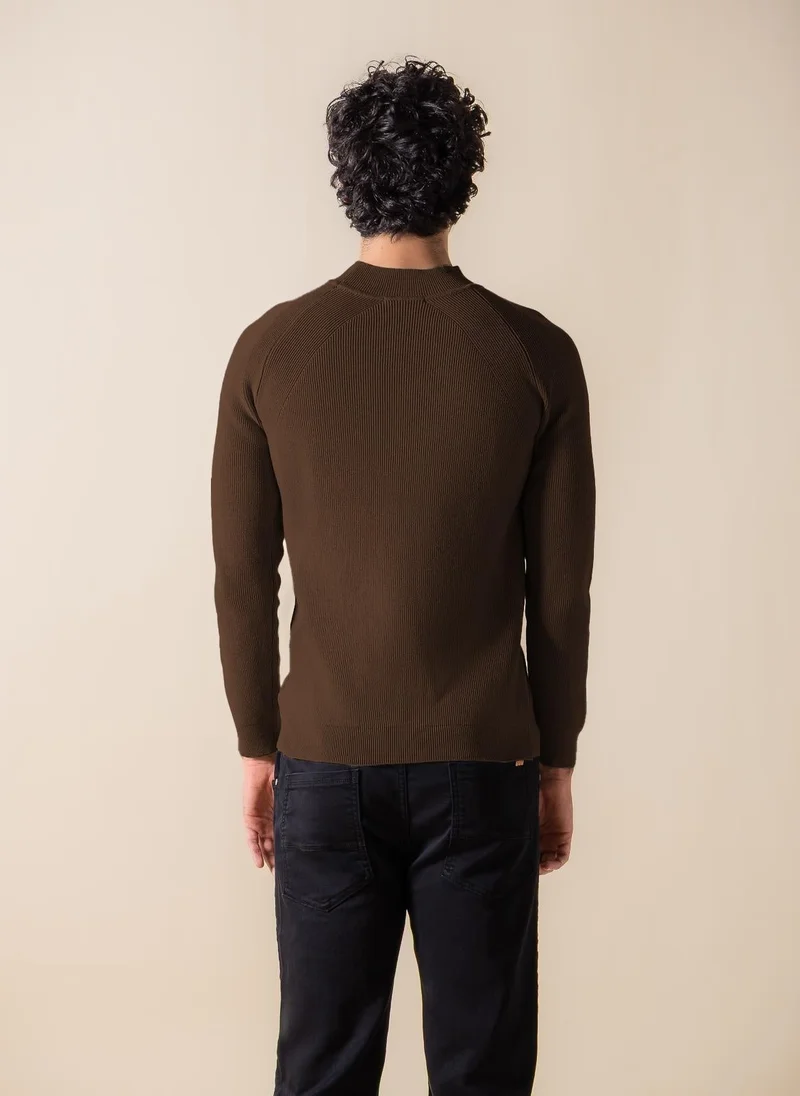 SHAPES TEXTURED MOCK-NECK SWEATER