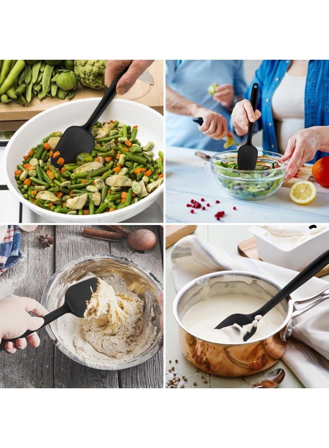 Armrouns Silicone Spatula Spoon, 11.2" Heat Resistan Rubber Spoonula, Black Non-Stick Spootula with Seamless, Flexible Scrapers for Baking Mixing Serving, Stirring. (Large 11.2) - Image 3
