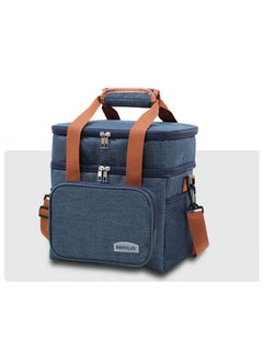 MIBRU Coffee tools bag Oxford Blue 25X18X27.5 cm Double Layer Thermal Lunch Bag Large Capacity Picnic Box Meal Pouch Food Insulated Cooler Delivery Bags for Women Men Kids  - Image 2